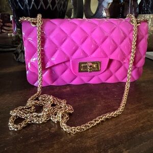Pink Quilted Chain Shoulder Bag